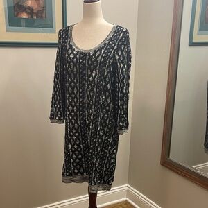 Anthropologie Black and cream Patterned Dress